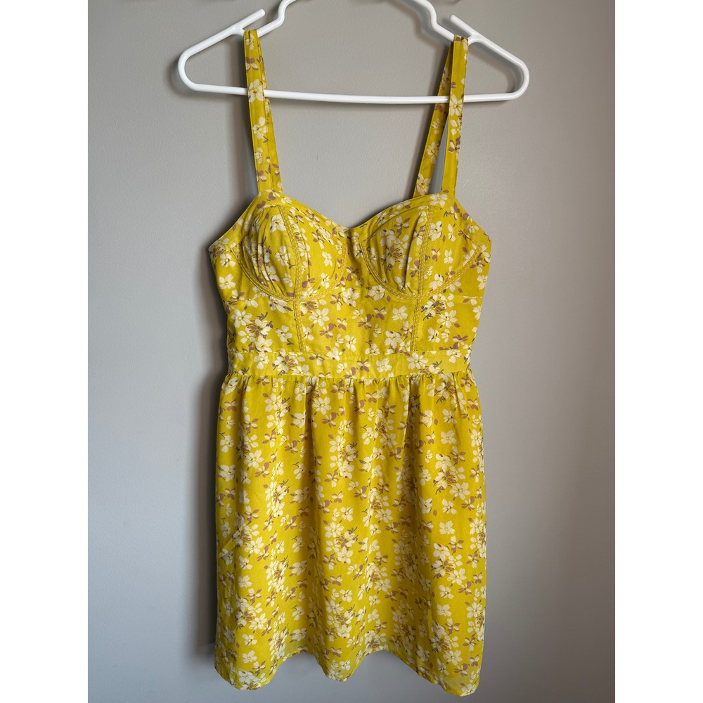 American Eagle Womens Yellow Floral Smocked Sundress M Boho Cottagecore Summer